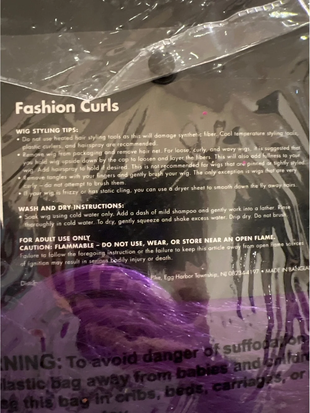 Spirit Halloween Fashion Curls Purple Wig